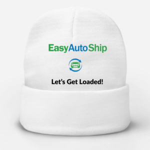 Easy Auto Ship White Beanie – Cuffed Knit Hat with Logo and “Let’s Get Loaded!” Slogan
